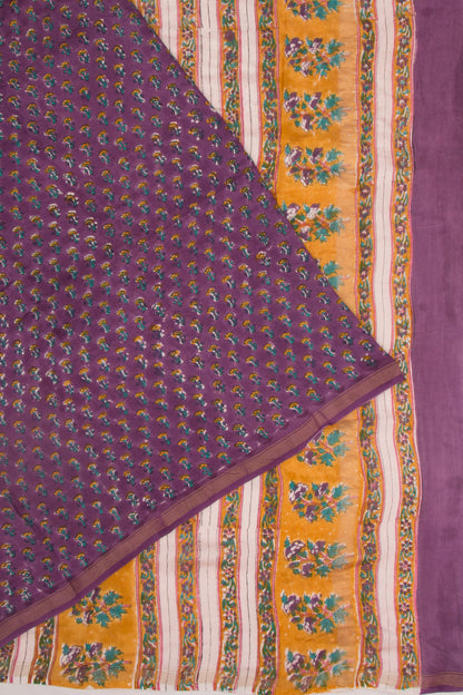 Chanderi Silk Floral Printed Purple Saree