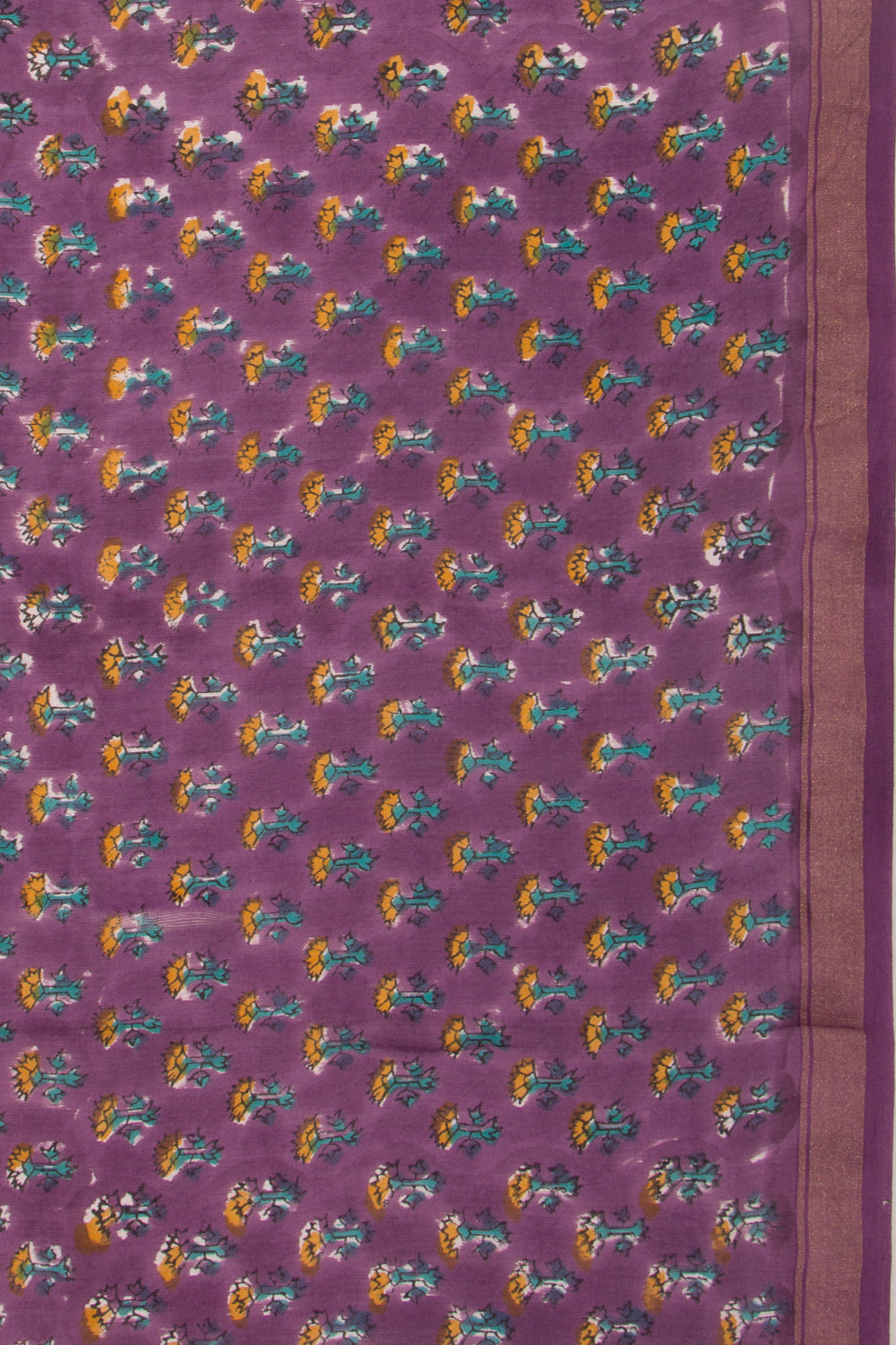 Chanderi Silk Floral Printed Purple Saree