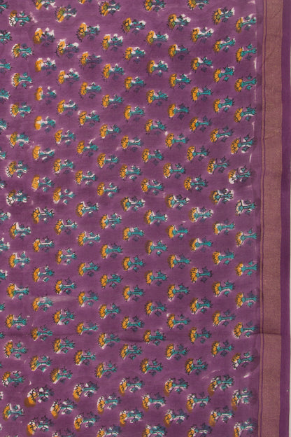 Chanderi Silk Floral Printed Purple Saree