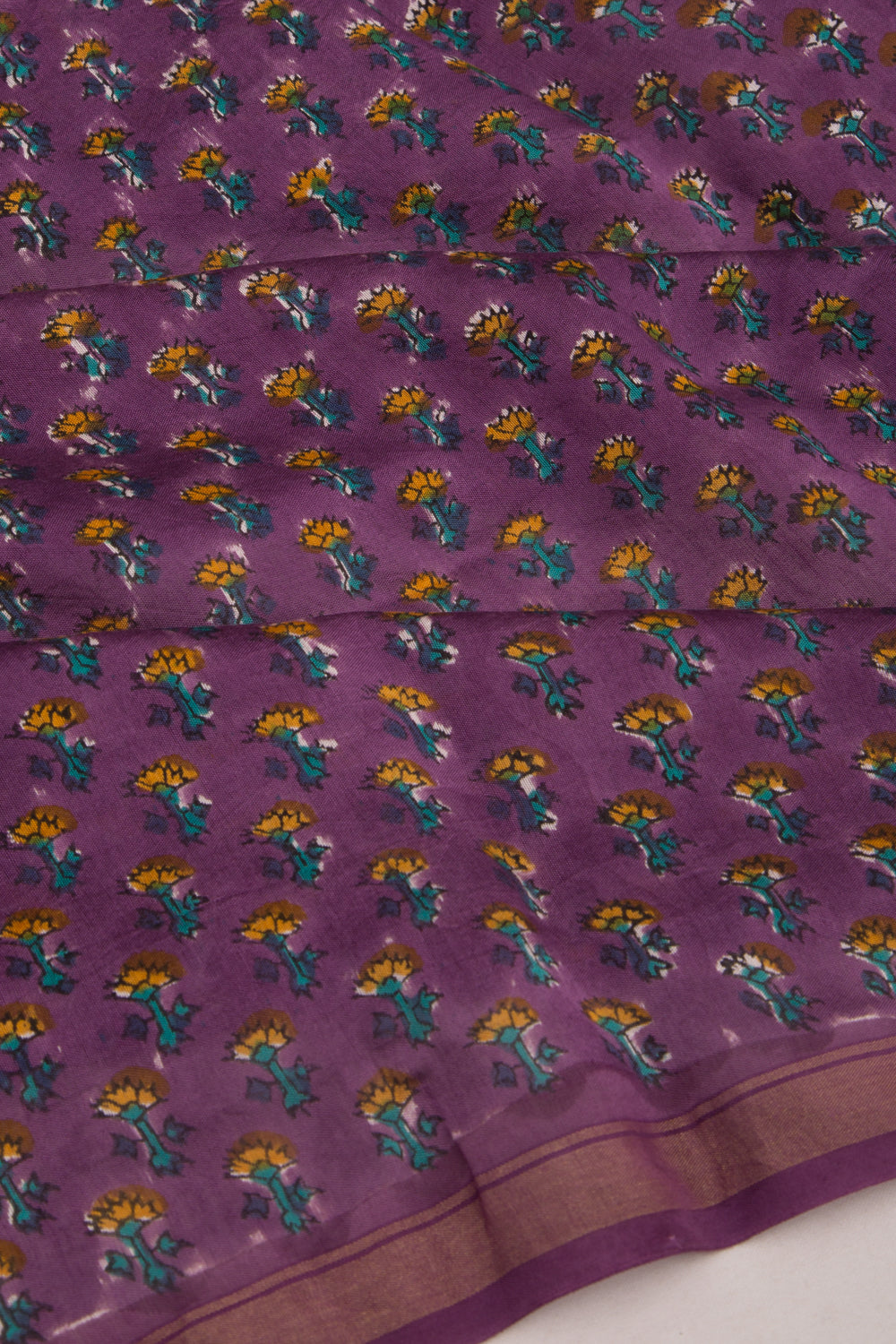 Chanderi Silk Floral Printed Purple Saree