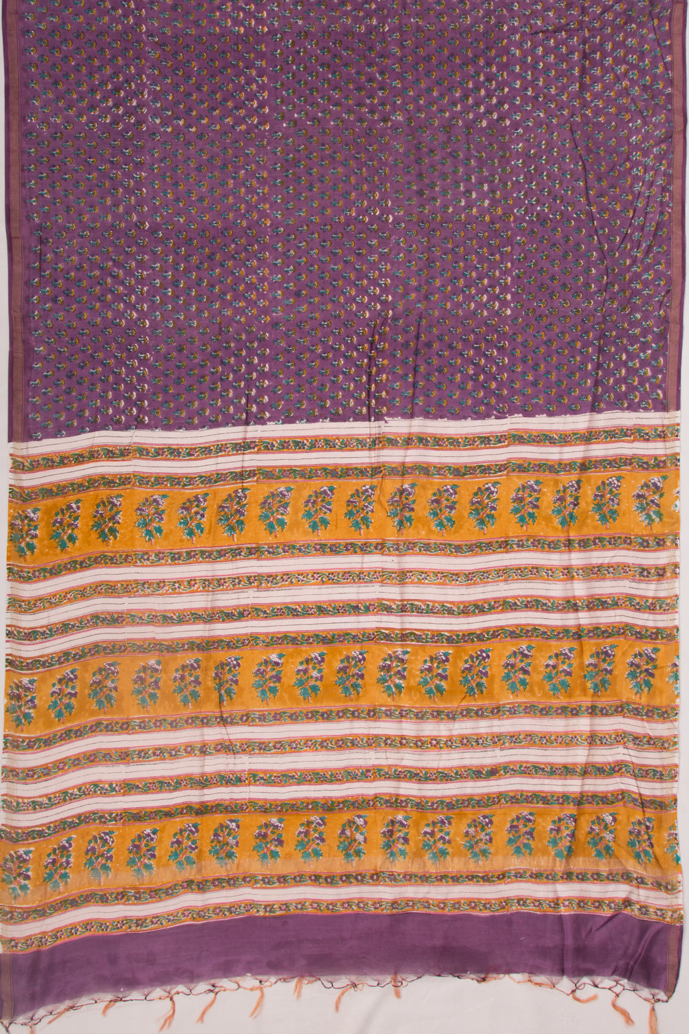 Chanderi Silk Floral Printed Purple Saree