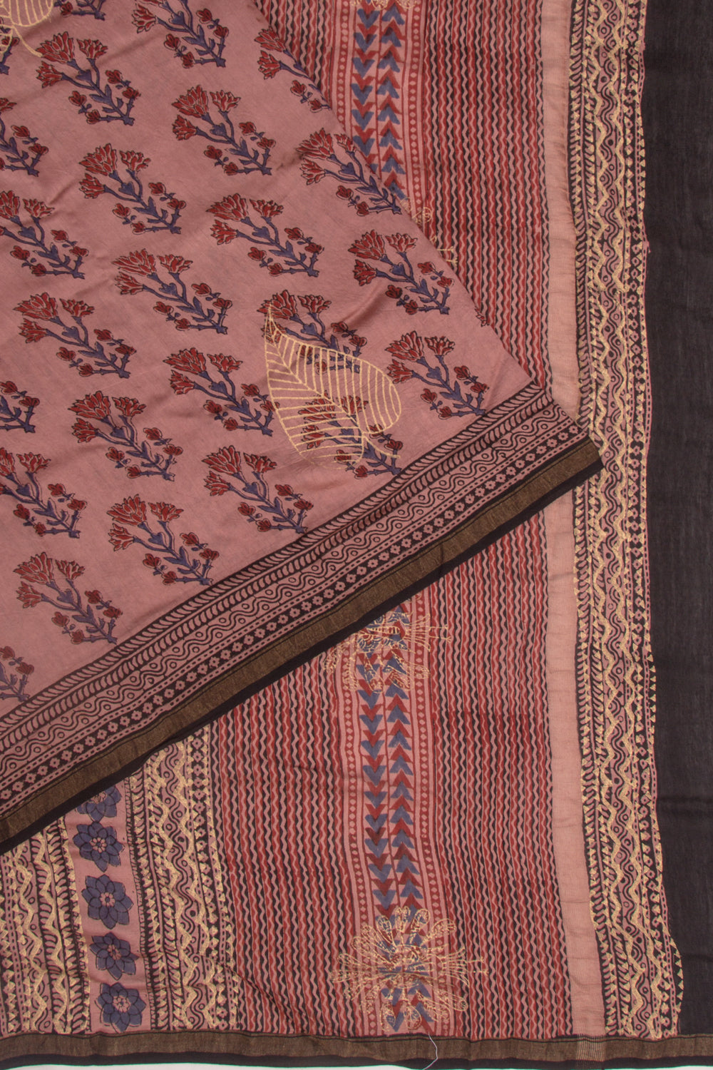 Chanderi Silk Batik Printed And Butta Pastel Pink Saree