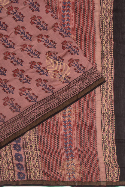 Chanderi Silk Batik Printed And Butta Pastel Pink Saree