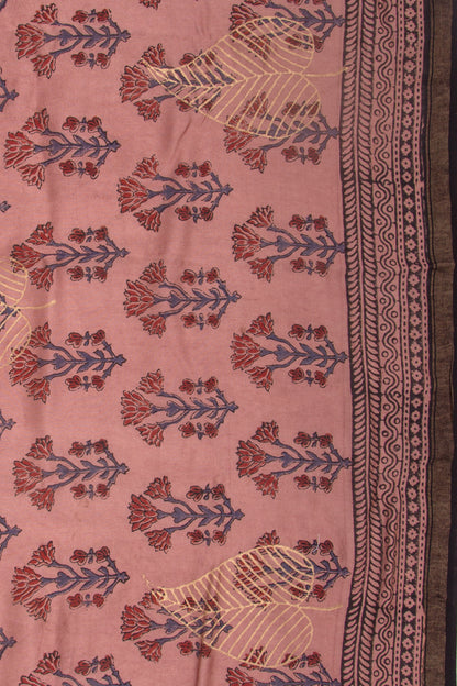 Chanderi Silk Batik Printed And Butta Pastel Pink Saree