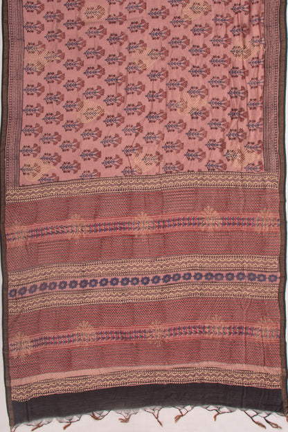 Chanderi Silk Batik Printed And Butta Pastel Pink Saree