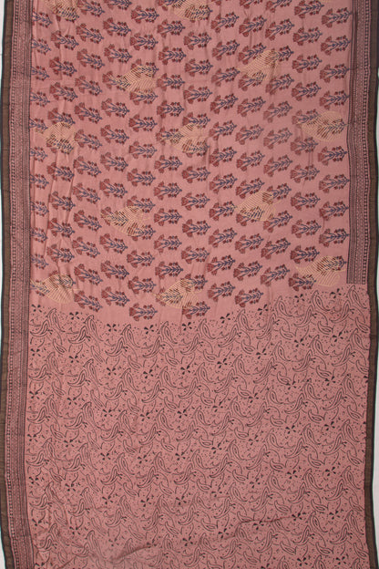Chanderi Silk Batik Printed And Butta Pastel Pink Saree