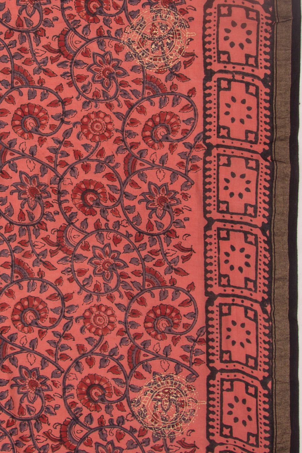 Chanderi Silk Batik Printed And Butta Peach Saree