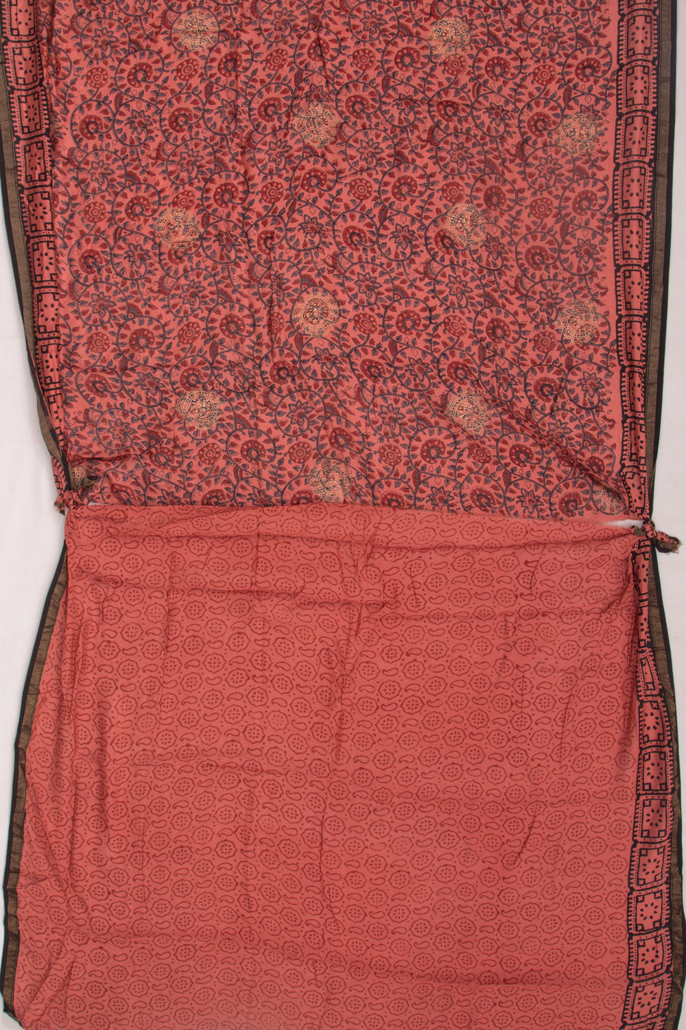 Chanderi Silk Batik Printed And Butta Peach Saree