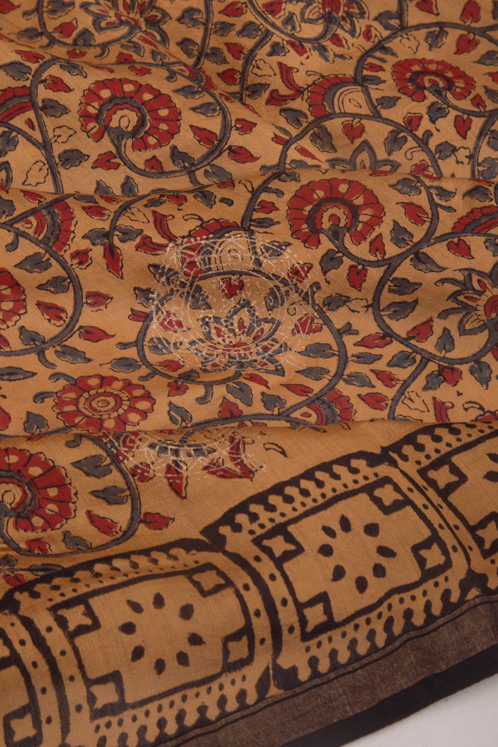 Chanderi Silk Batik Printed And Butta Yellow Saree