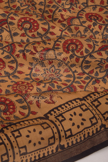 Chanderi Silk Batik Printed And Butta Yellow Saree