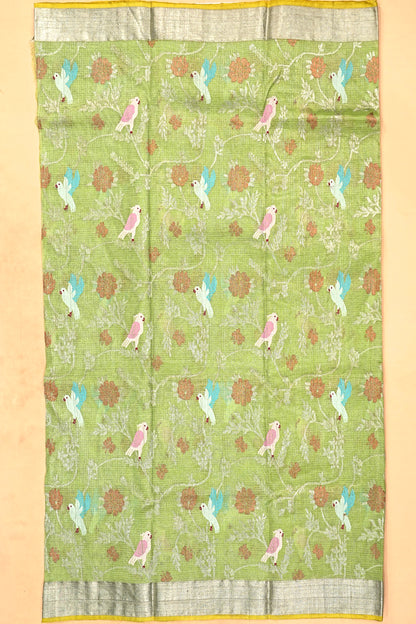 Kota Silk Tissue Jaal Green Saree