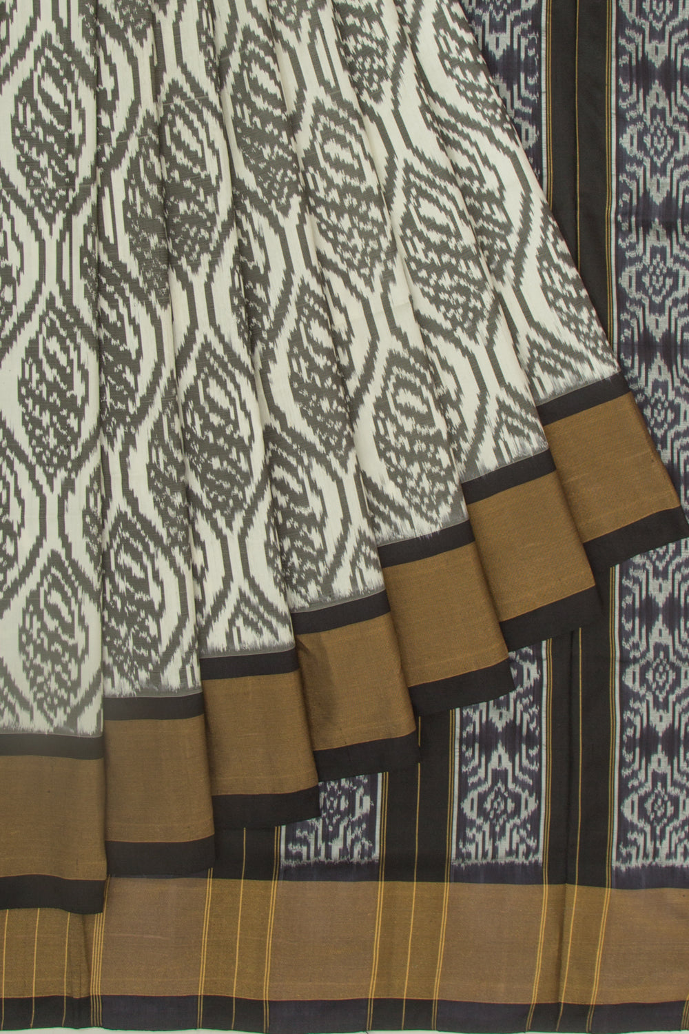 Pochampally Silk Ikat Off White Saree
