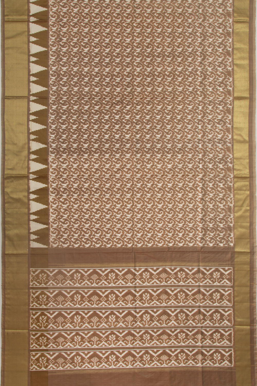Pochampally Silk Ikat Brown Saree