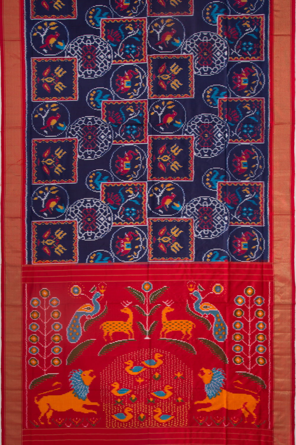 Pochampally Silk Ikat Dark Blue Saree