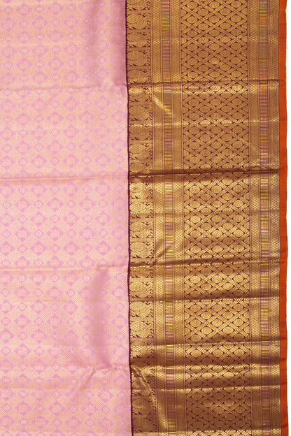 Kanchipuram Silk Brocade Baby Pink Saree
