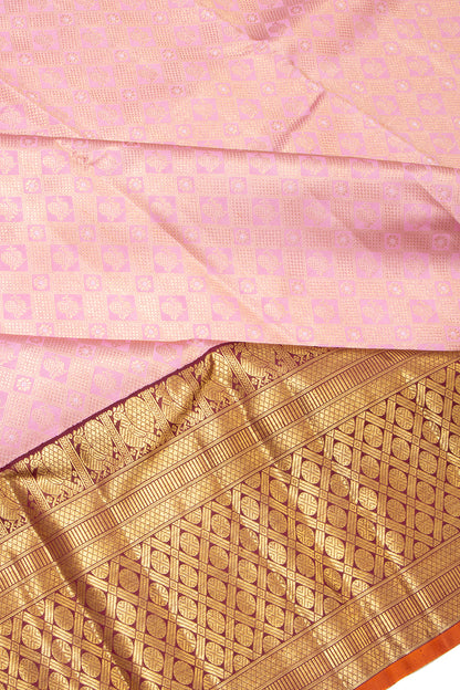 Kanchipuram Silk Brocade Baby Pink Saree