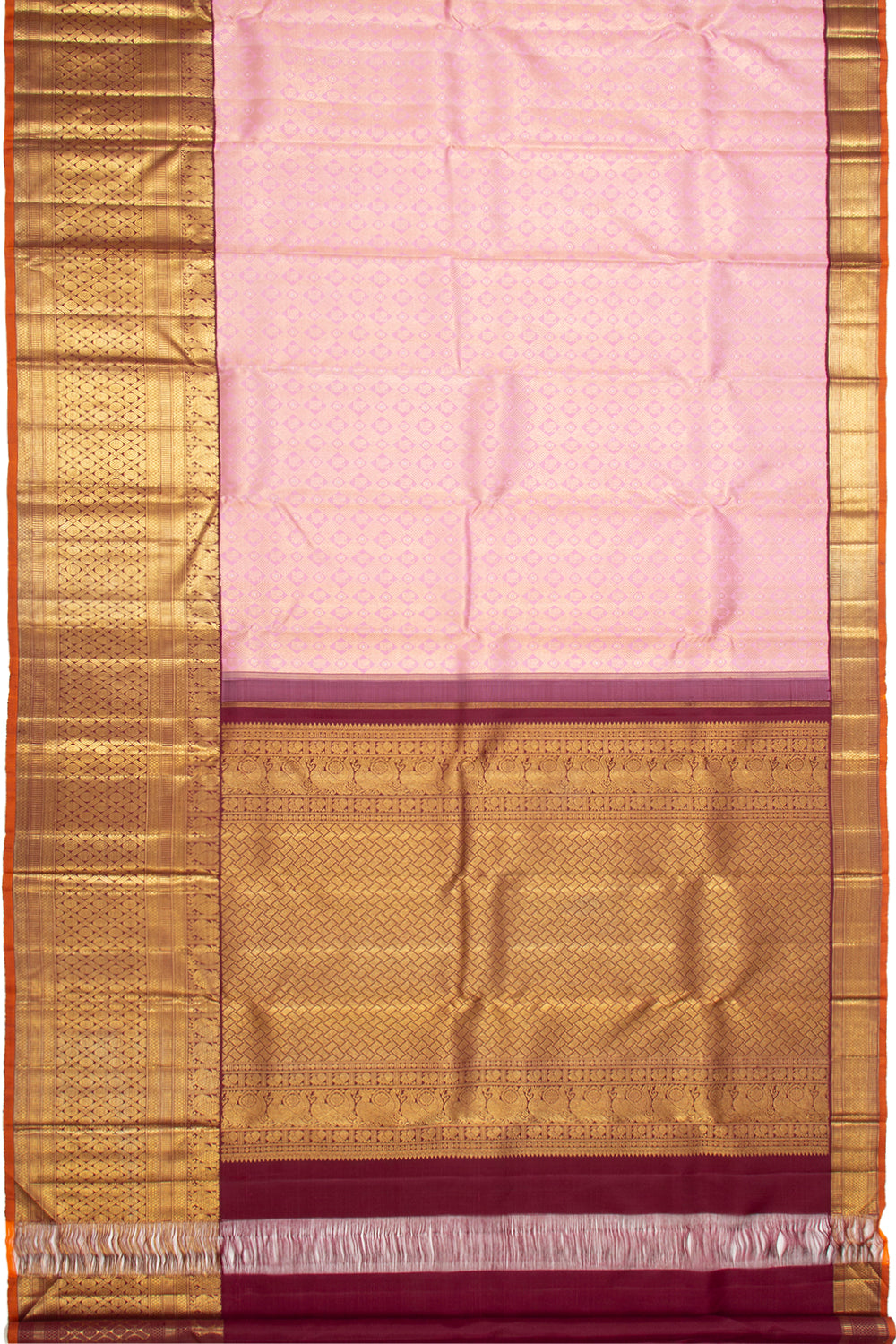 Kanchipuram Silk Brocade Baby Pink Saree