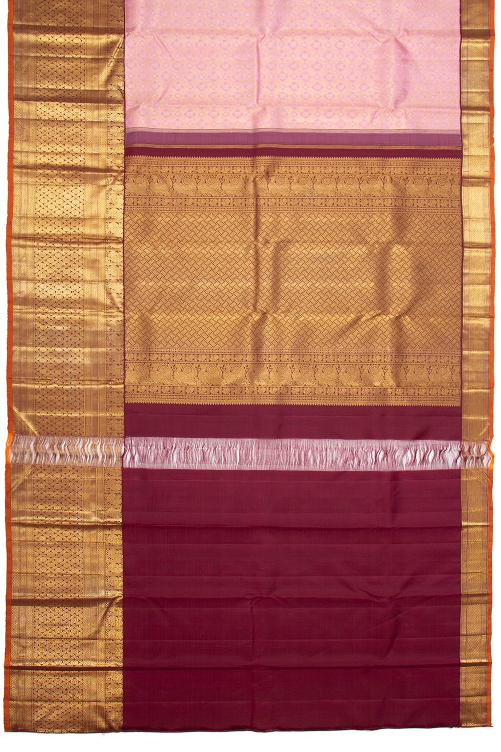 Kanchipuram Silk Brocade Baby Pink Saree