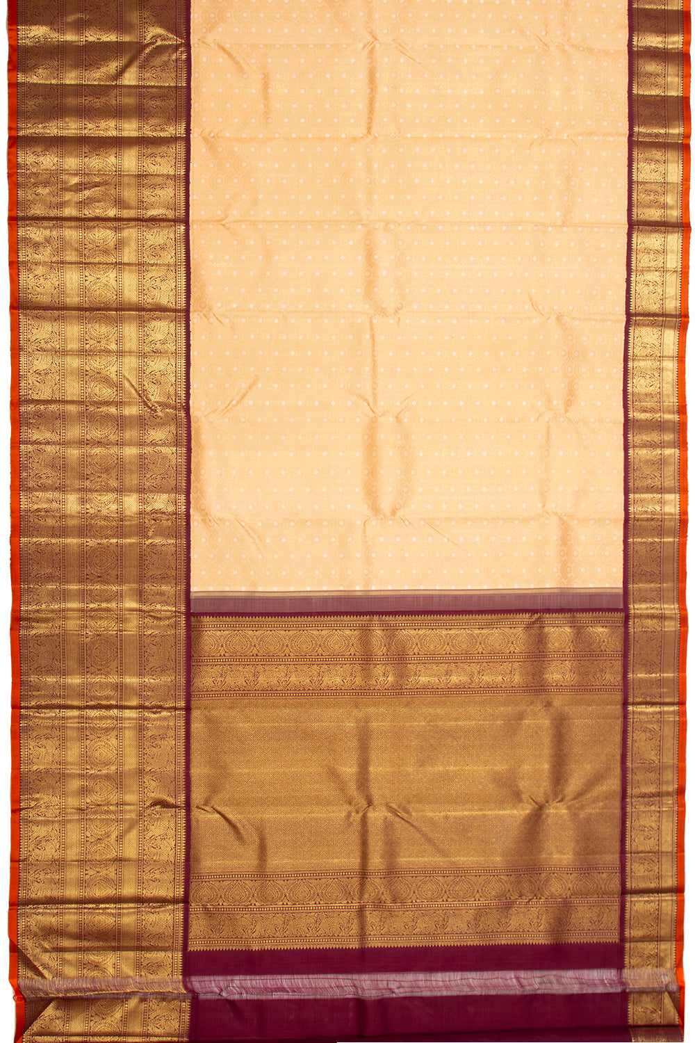 Kanchipuram Silk Brocade Cream Saree