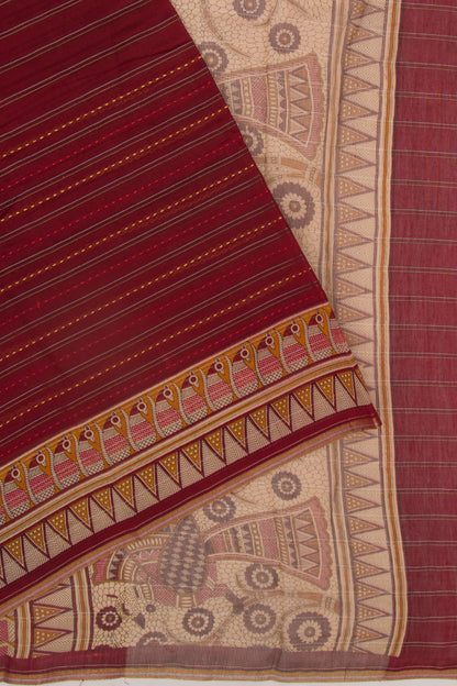 Chanderi Cotton Kanta Work Maroon Saree