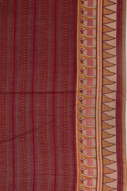 Chanderi Cotton Kanta Work Maroon Saree
