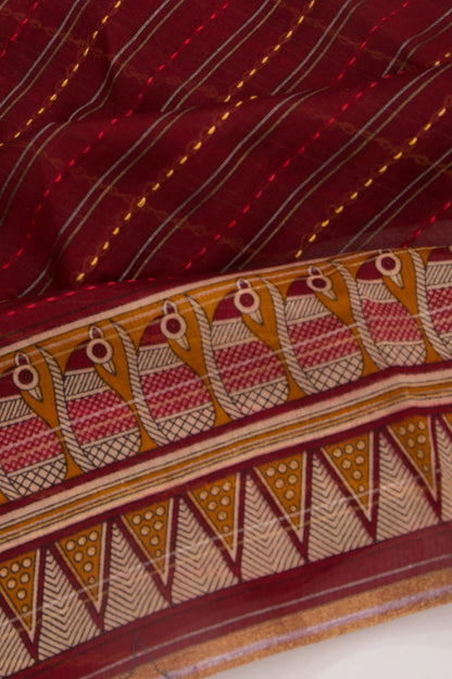 Chanderi Cotton Kanta Work Maroon Saree