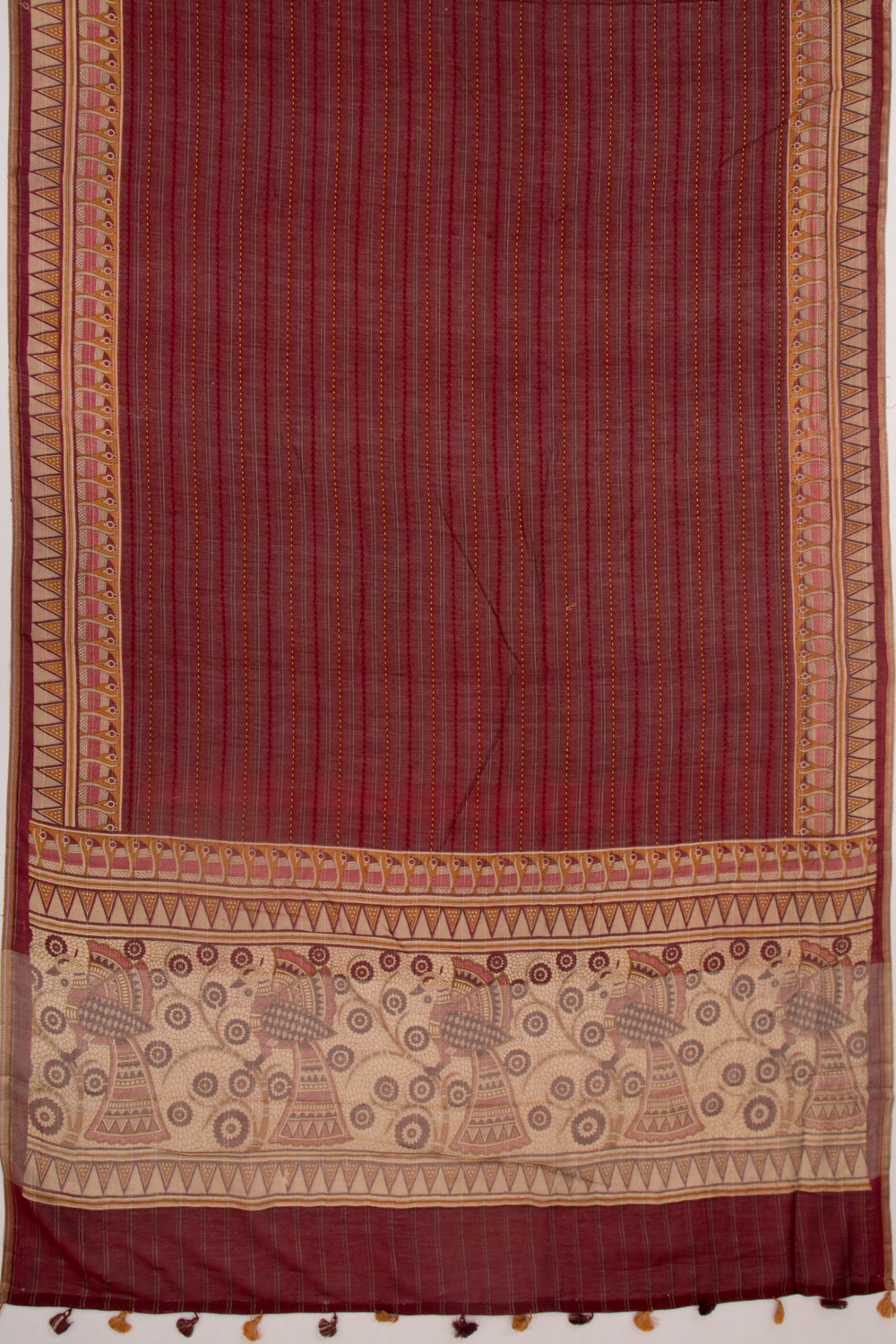 Chanderi Cotton Kanta Work Maroon Saree