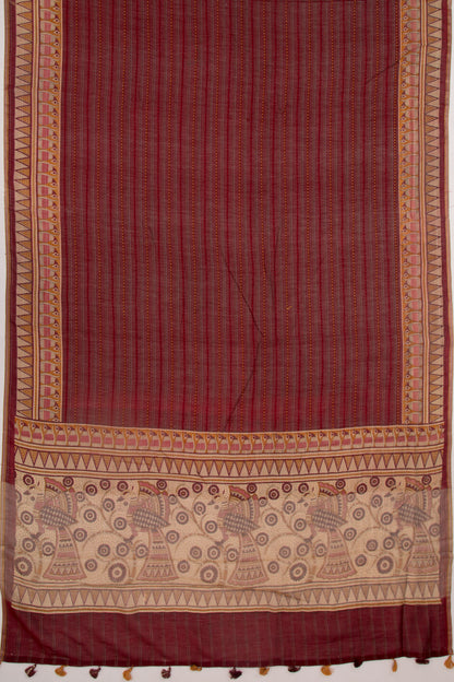 Chanderi Cotton Kanta Work Maroon Saree