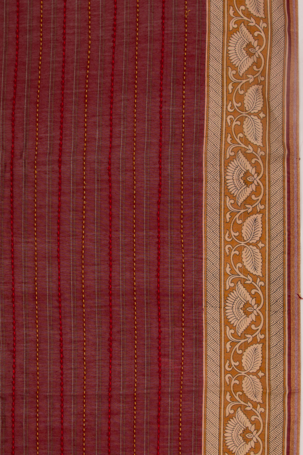 Chanderi Cotton Kanta Work Maroon Saree