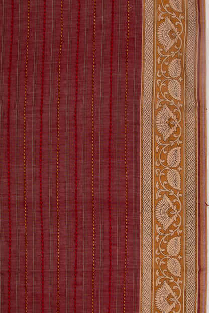 Chanderi Cotton Kanta Work Maroon Saree