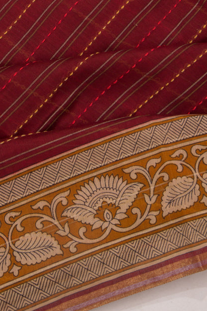 Chanderi Cotton Kanta Work Maroon Saree