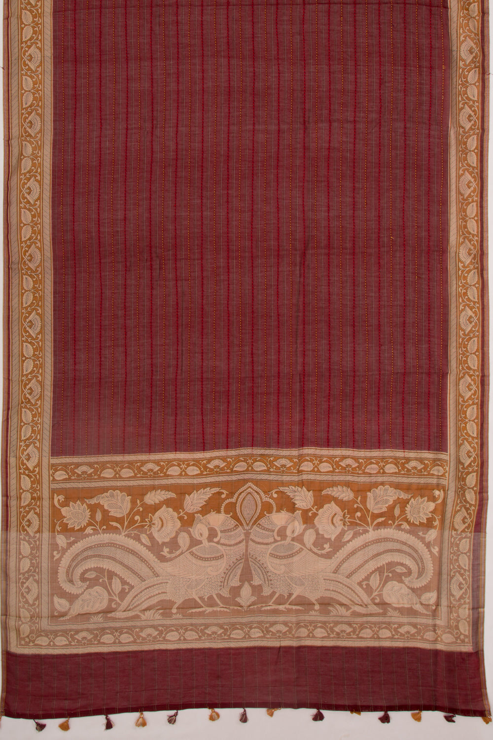 Chanderi Cotton Kanta Work Maroon Saree
