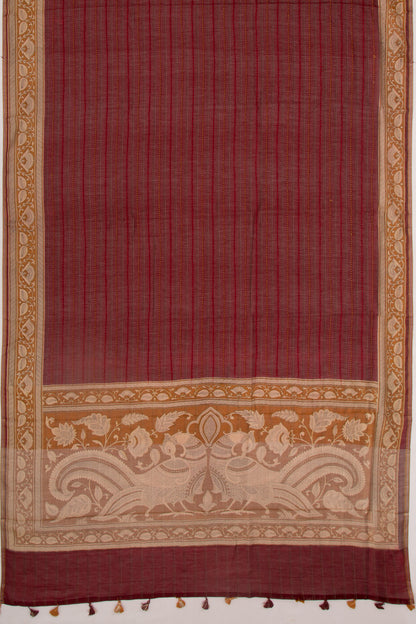 Chanderi Cotton Kanta Work Maroon Saree