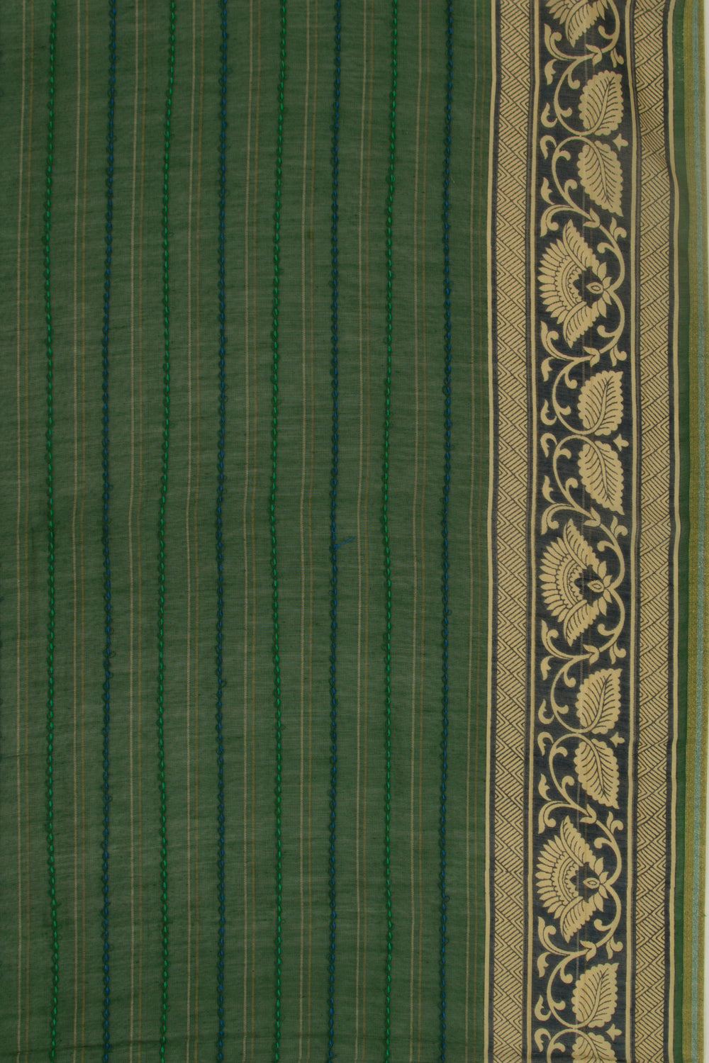 Chanderi Cotton Kanta Work Dark Green Saree