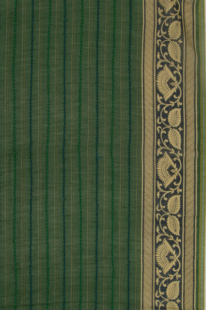 Chanderi Cotton Kanta Work Dark Green Saree
