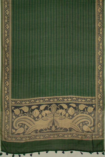 Chanderi Cotton Kanta Work Dark Green Saree