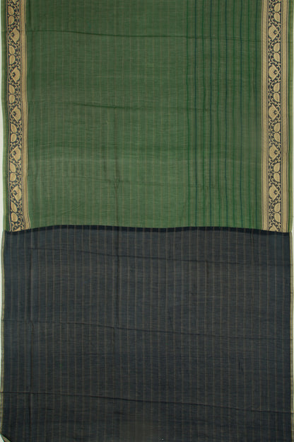 Chanderi Cotton Kanta Work Dark Green Saree