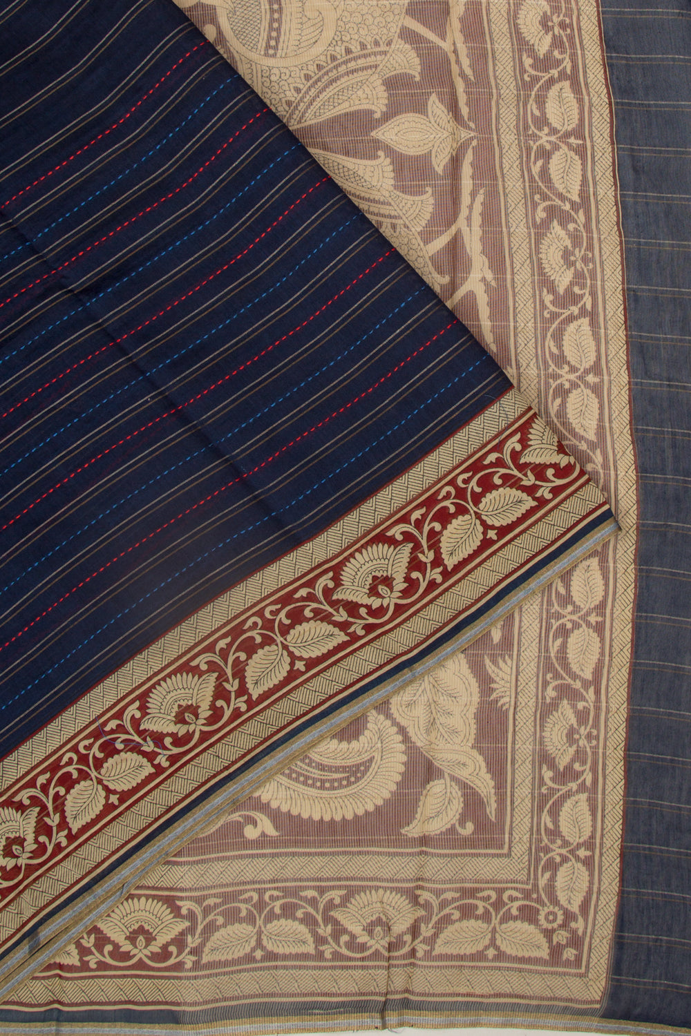 Chanderi Cotton Kanta Work Dark Blue Saree