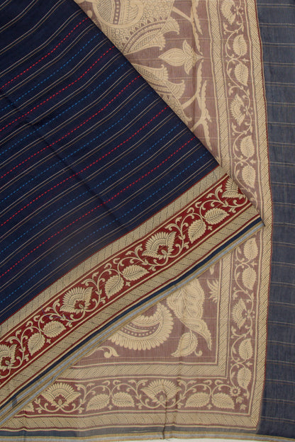 Chanderi Cotton Kanta Work Dark Blue Saree