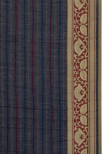 Chanderi Cotton Kanta Work Dark Blue Saree