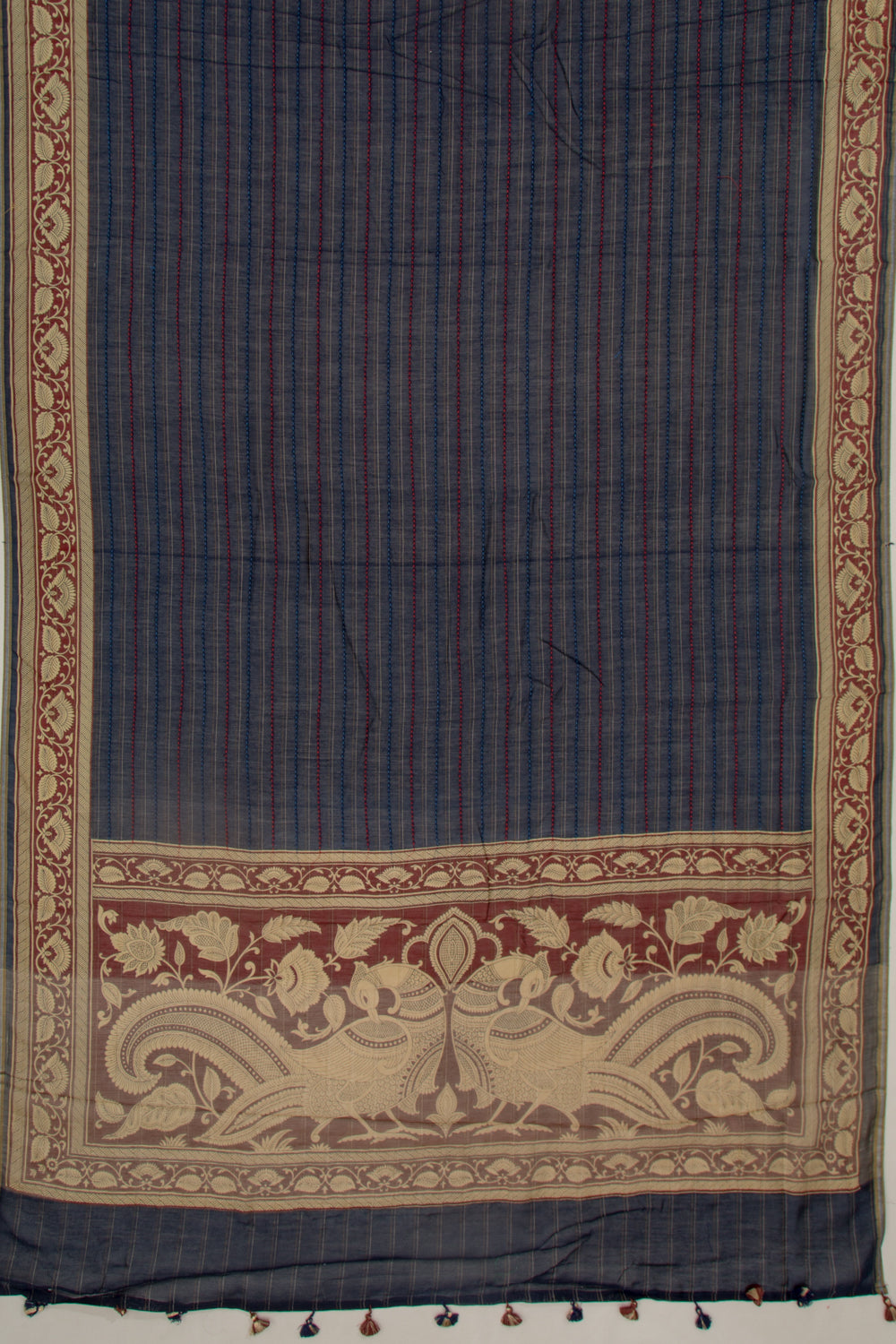 Chanderi Cotton Kanta Work Dark Blue Saree