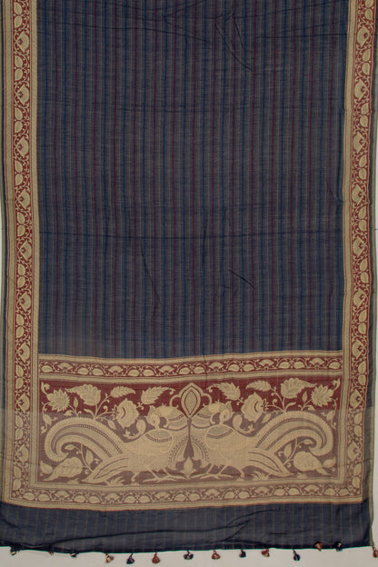 Chanderi Cotton Kanta Work Dark Blue Saree