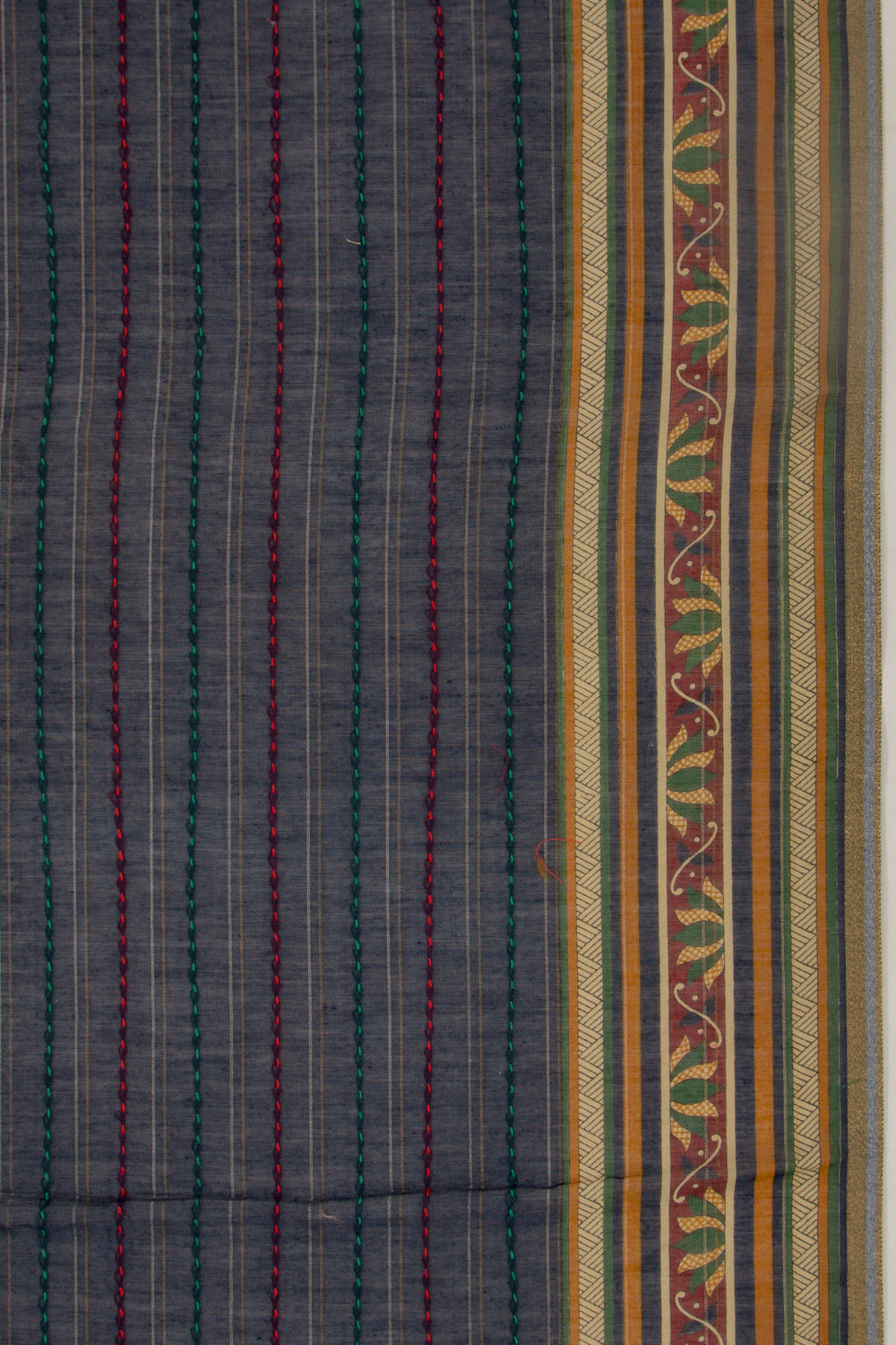 Chanderi Cotton Kanta Work Dark Blue Saree