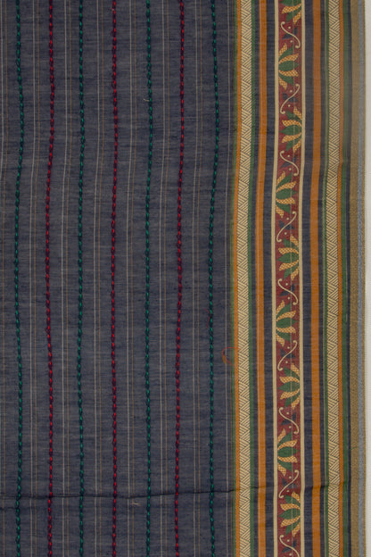 Chanderi Cotton Kanta Work Dark Blue Saree