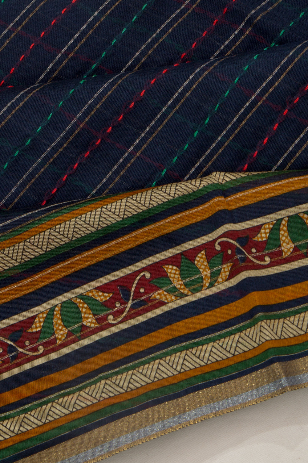 Chanderi Cotton Kanta Work Dark Blue Saree