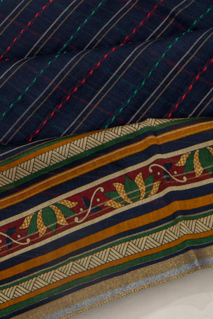 Chanderi Cotton Kanta Work Dark Blue Saree