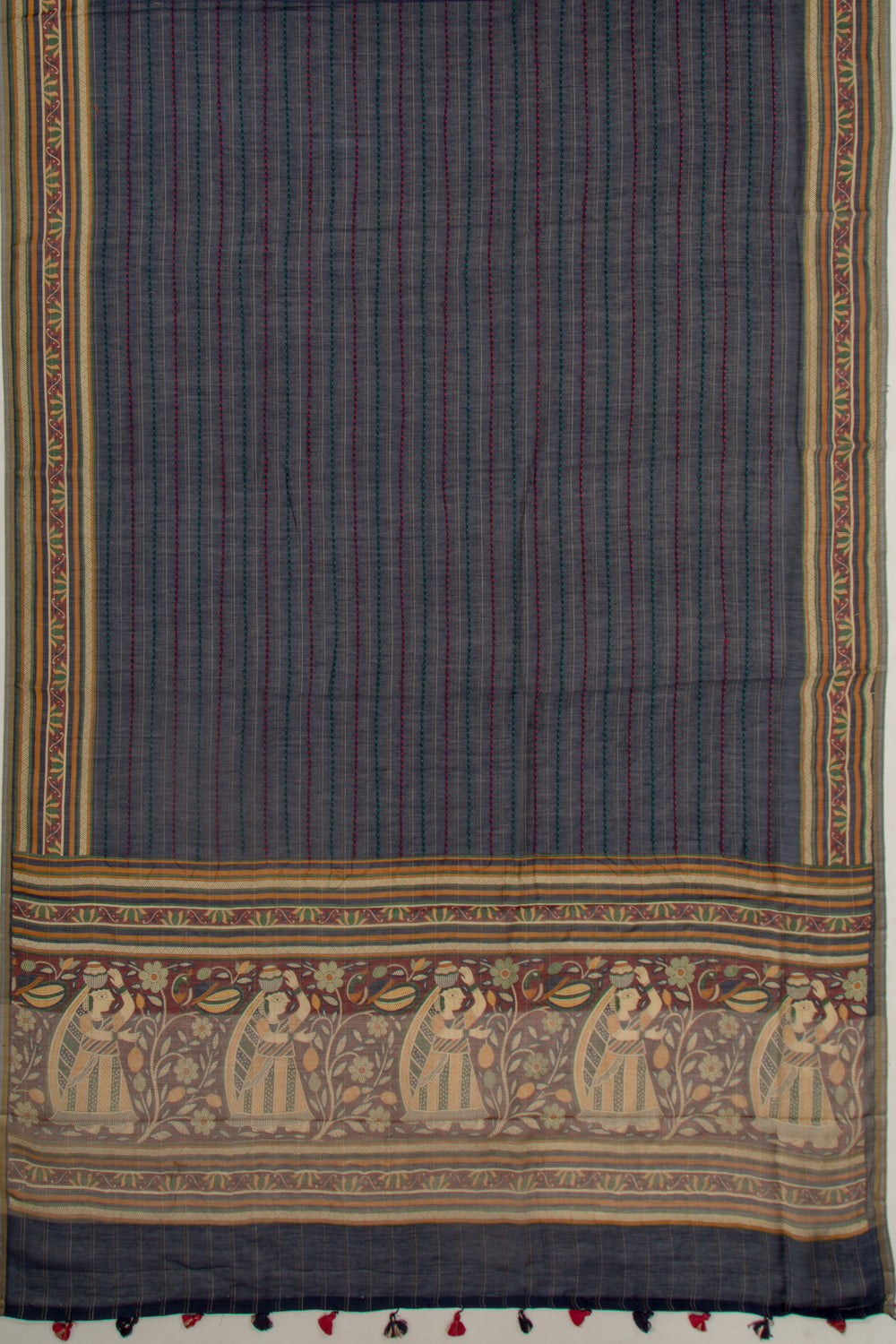 Chanderi Cotton Kanta Work Dark Blue Saree