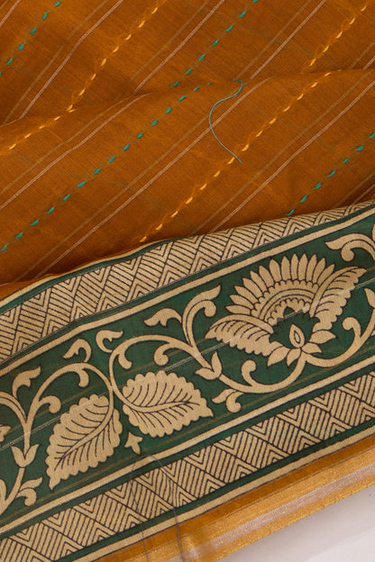 Chanderi Cotton Kanta Work Mustard Yellow Saree