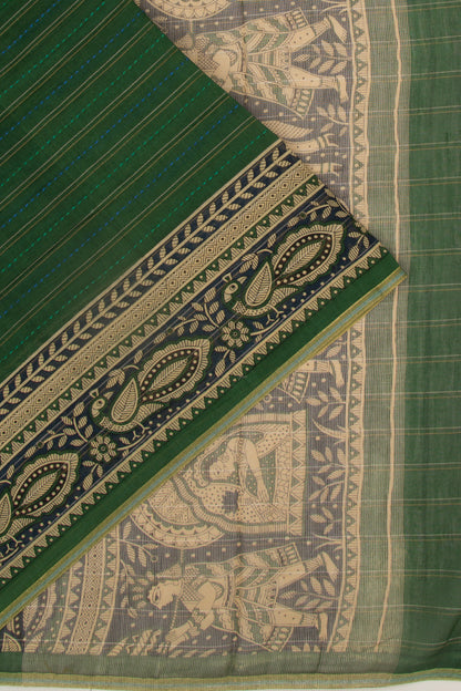 Chanderi Cotton Kanta Work Green Saree