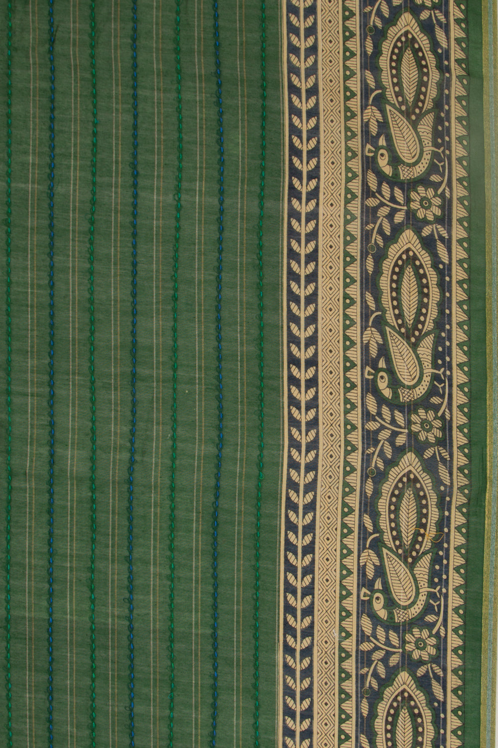 Chanderi Cotton Kanta Work Green Saree
